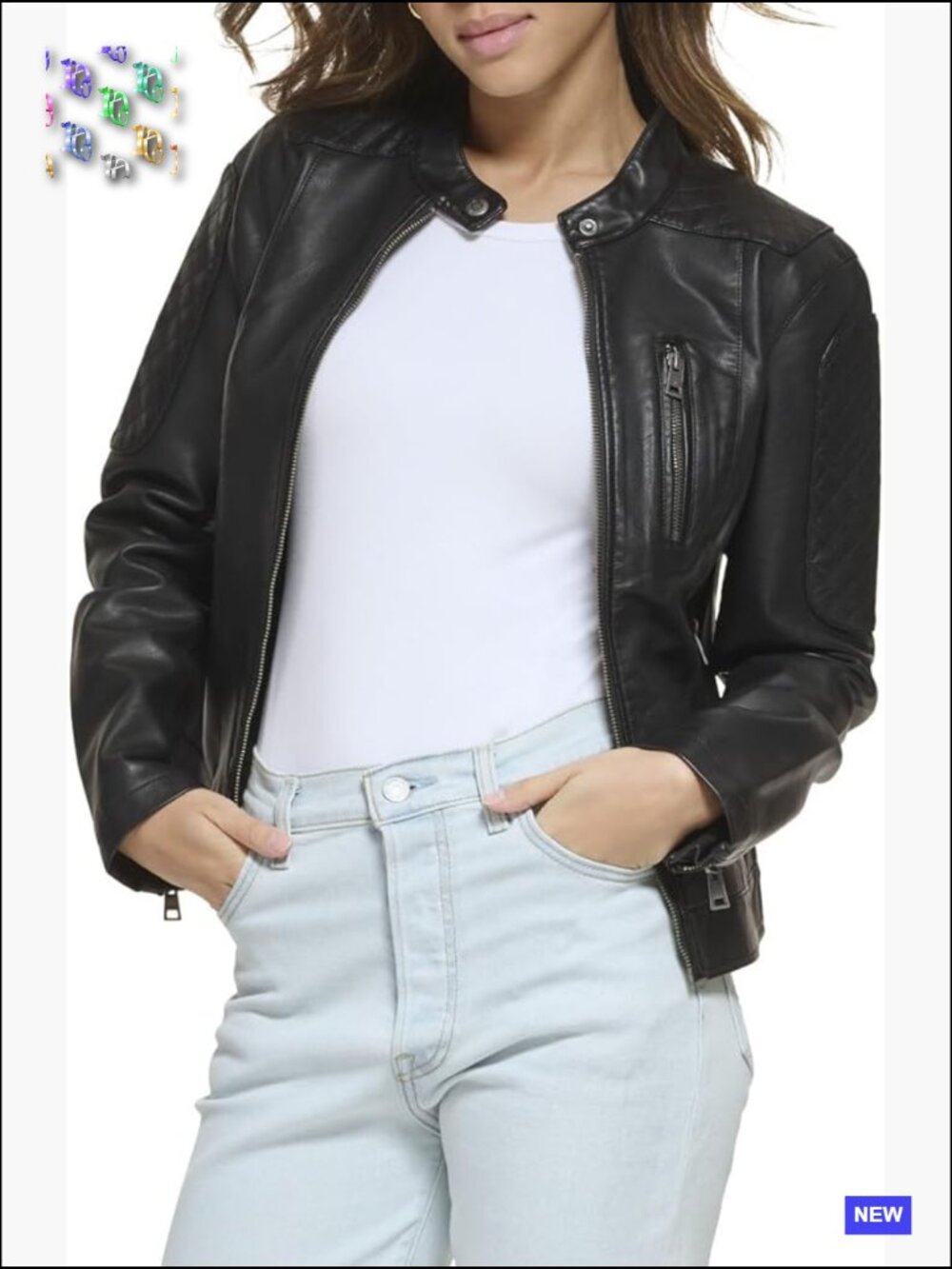 Faux Leather Motocross Racer Jacket Classic Zip Front Motorcycle Style Versatile